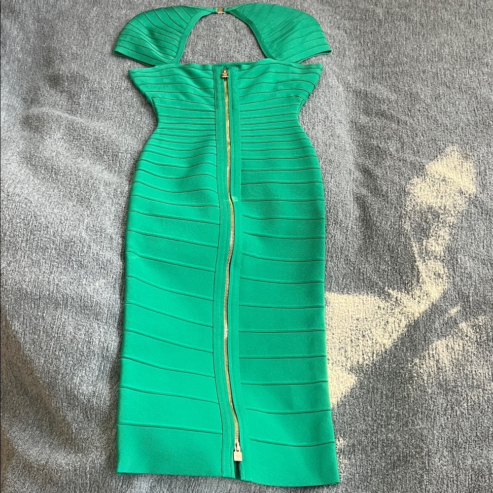 Herve Leger Strapless Emerald Dress - Picture 3 of 3
